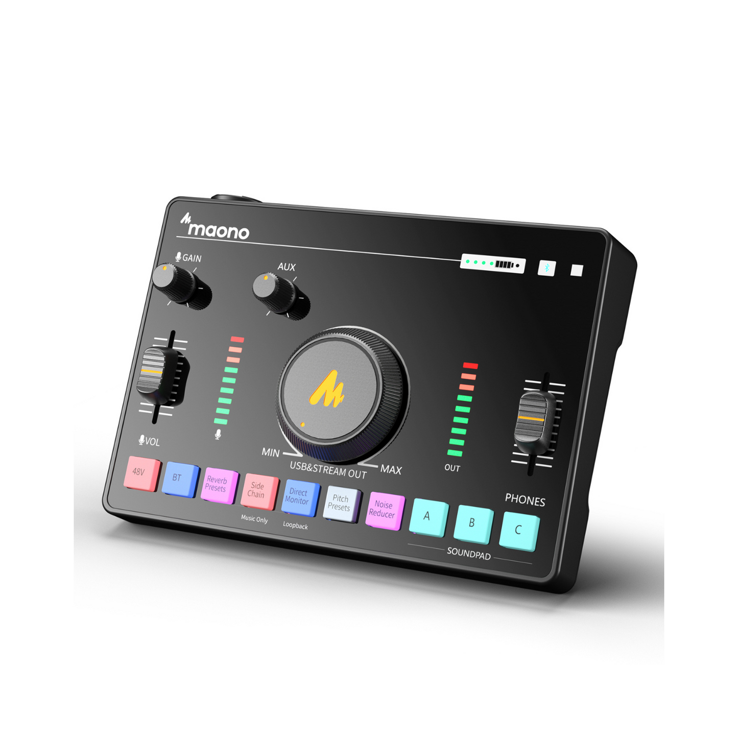 Maono AMC2 NEO, One-Stop Streaming Audio Mixer & Sound Card, Black
