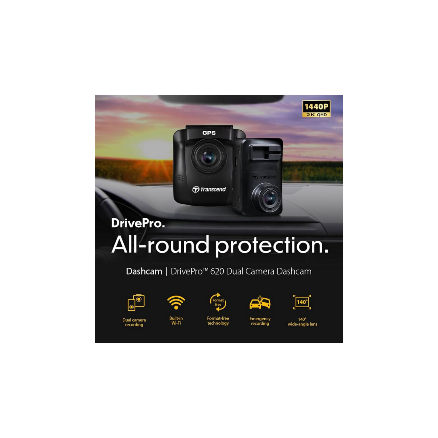 Transcend Drivepro 620, Dashcam, Black