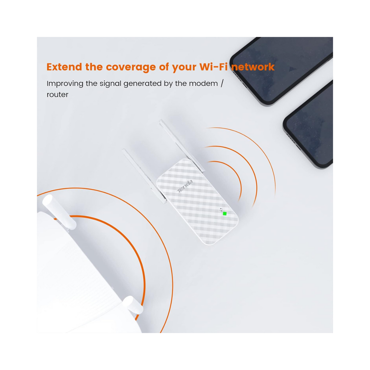 Tenda N300, WiFi Range Extender, White