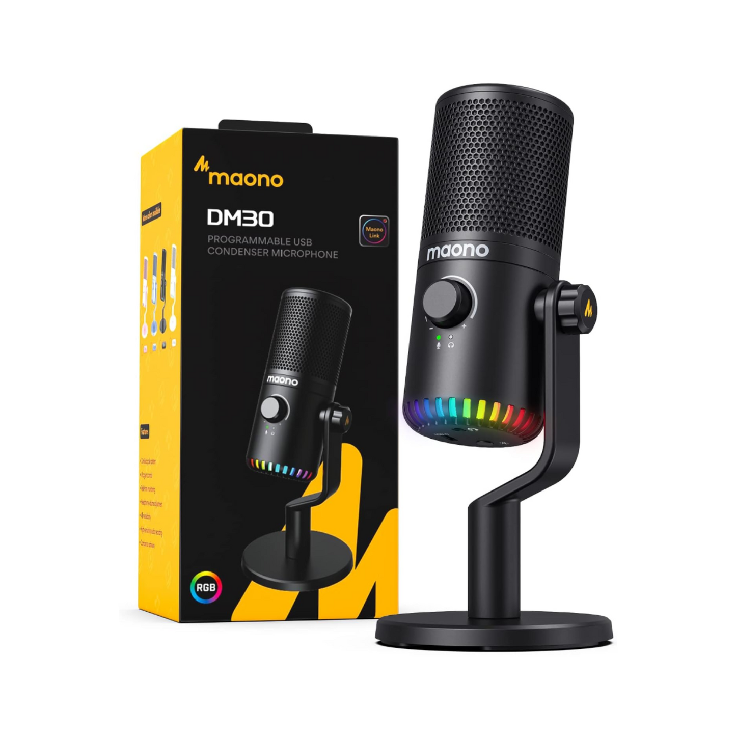 Maono DM30RGB, Gaming Microphone, Black