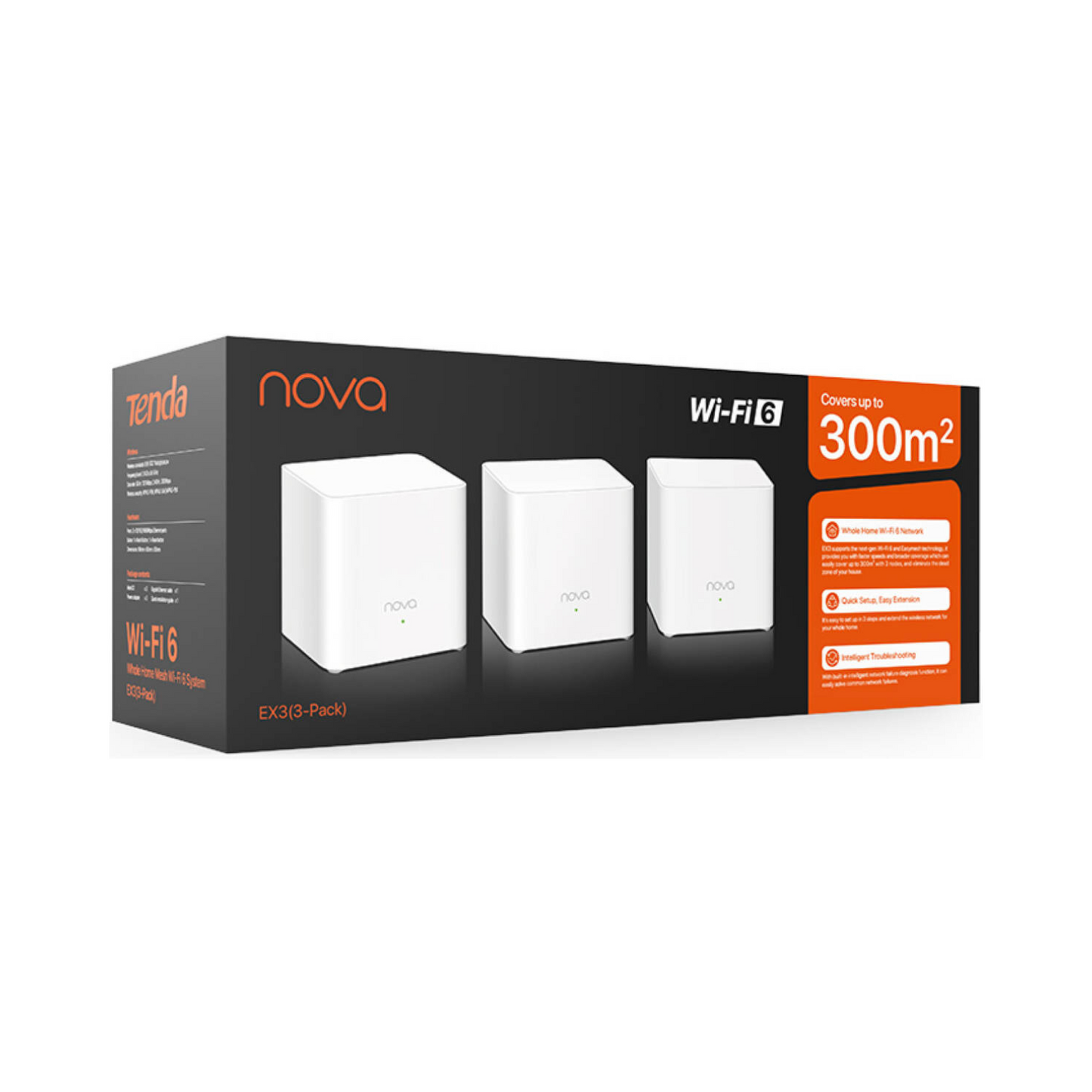 Tenda EX3 3-Pack AX1500, Whole Home Wi-Fi 6 Mesh System, White
