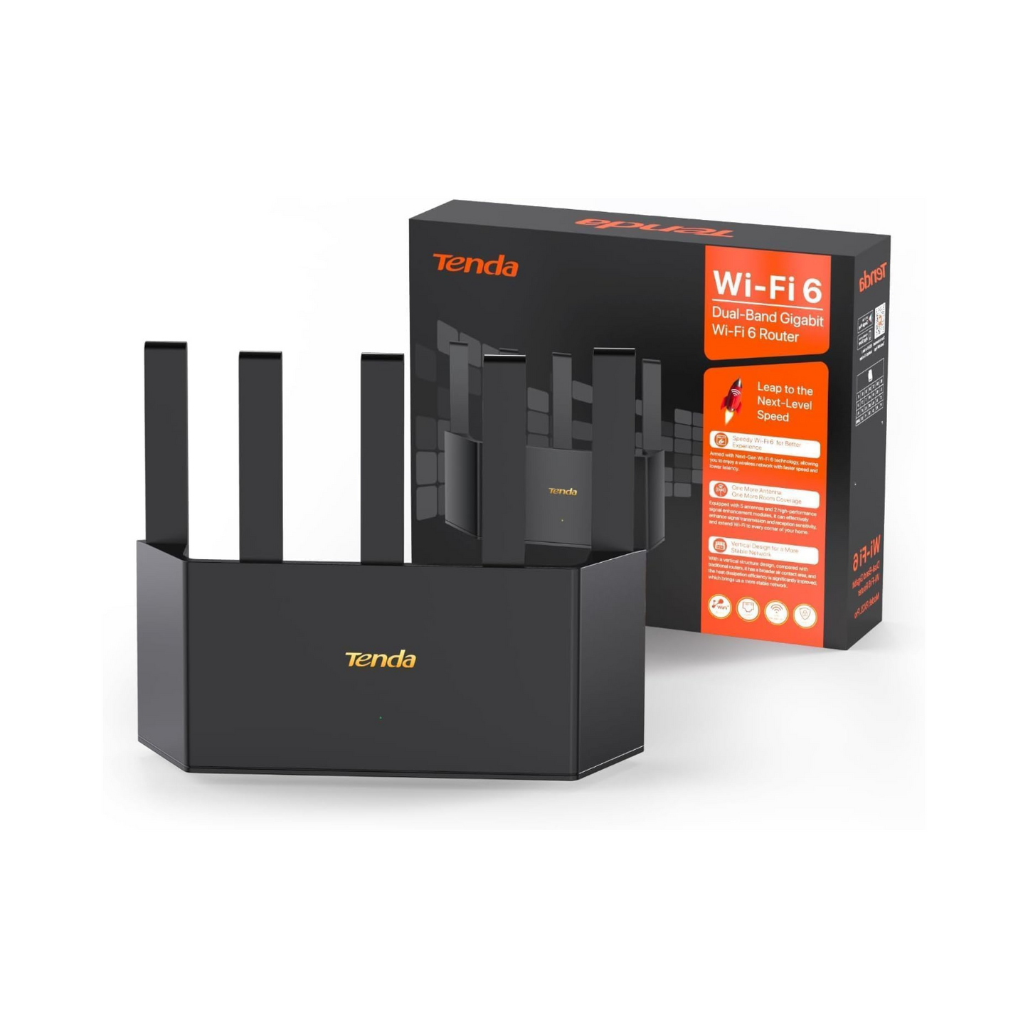 Tenda AX1500 (TX2L Pro), WiFi 6 Router, Black