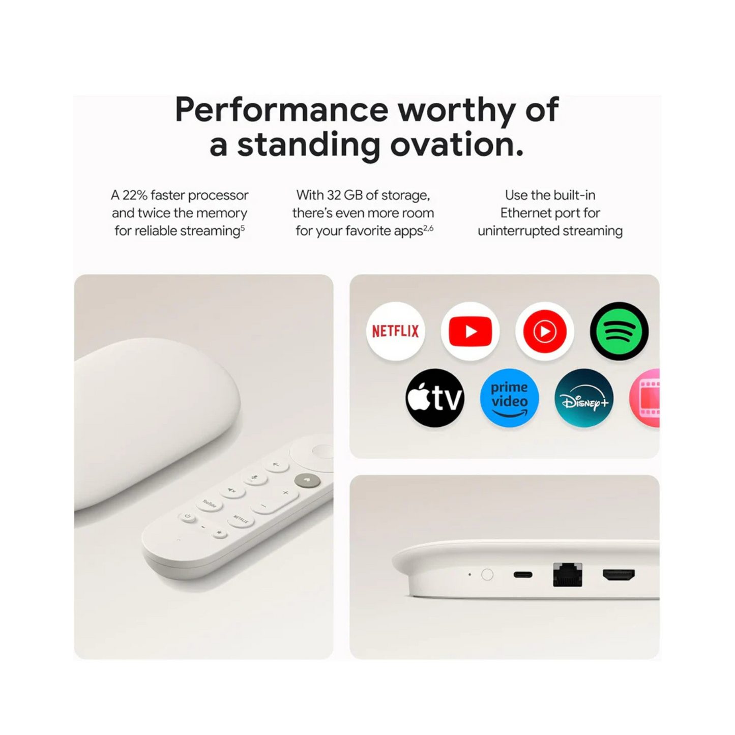 Google TV 4k, TV Streamer, Porcelain
