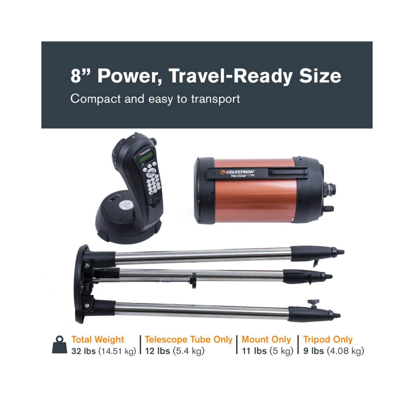 Celestron NexStar 8SE, Computerized Telescope, Orange