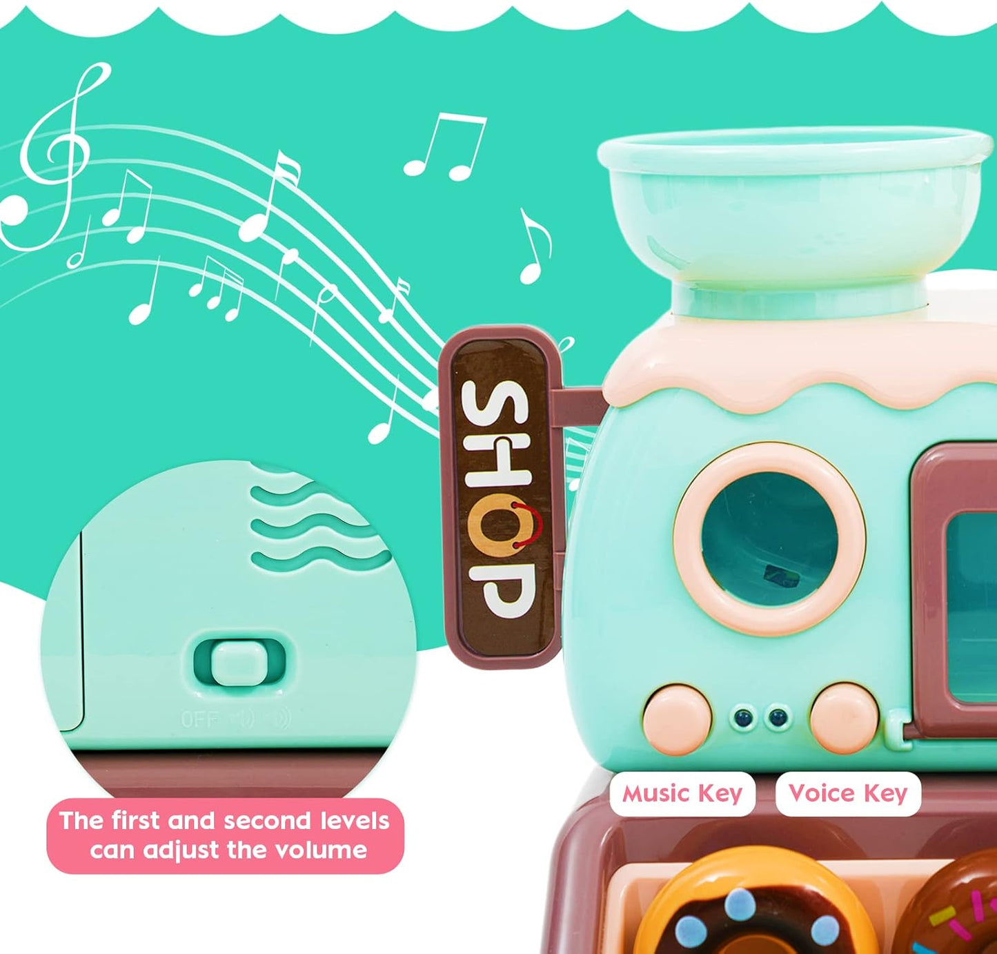 Pretend Play Donut Shop Toy Set for Kids – Donut Maker, Fake Donuts, Candies, Oven, and Role Play Accessories