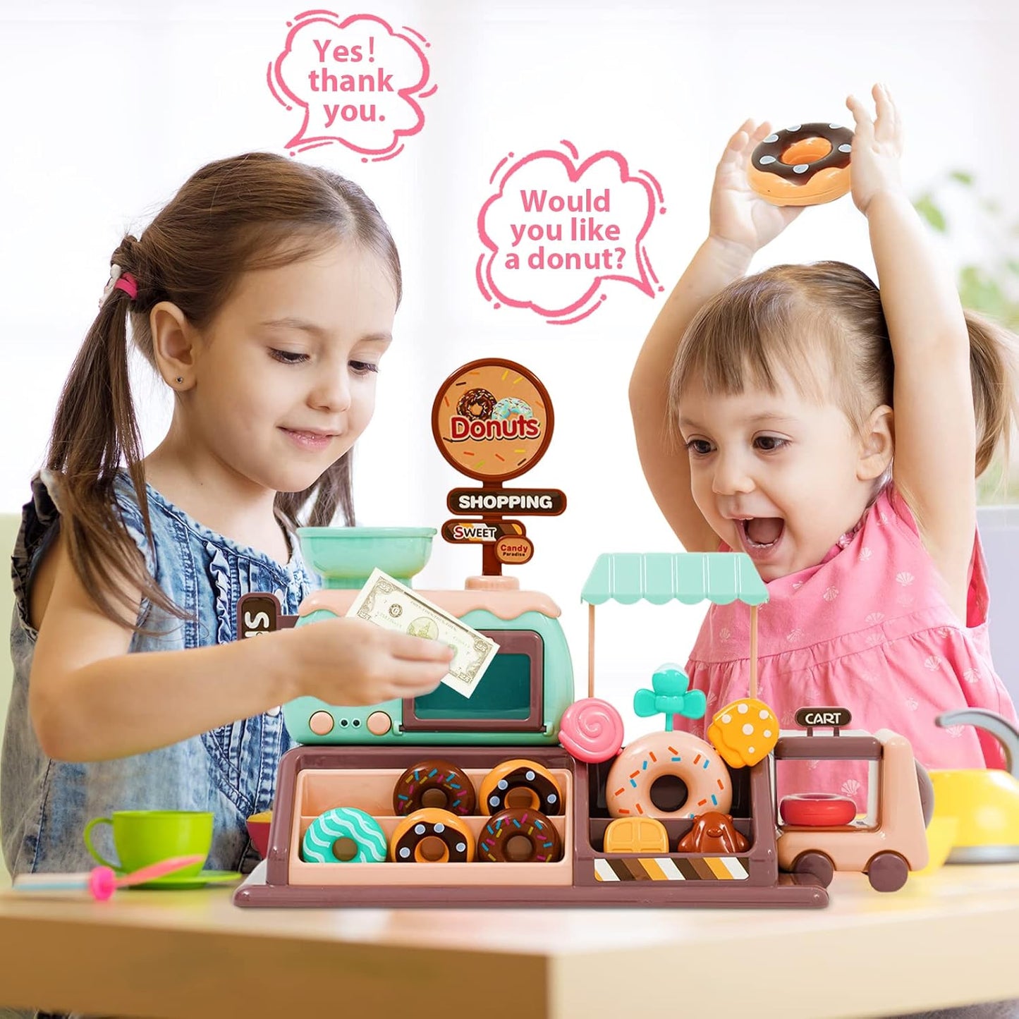Pretend Play Donut Shop Toy Set for Kids – Donut Maker, Fake Donuts, Candies, Oven, and Role Play Accessories