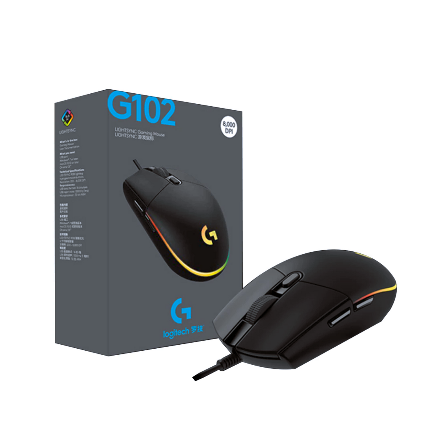 Logitech G102 Light Sync Gaming Wired Mouse with Customizable RGB Lighting
