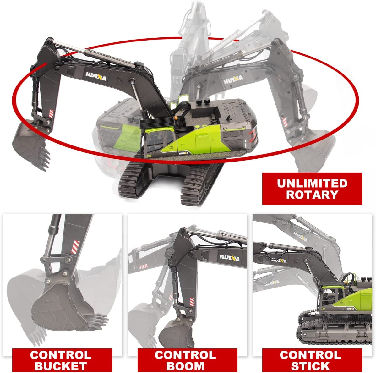 Huina 1593 Alloy Excavator Remote Control Toy