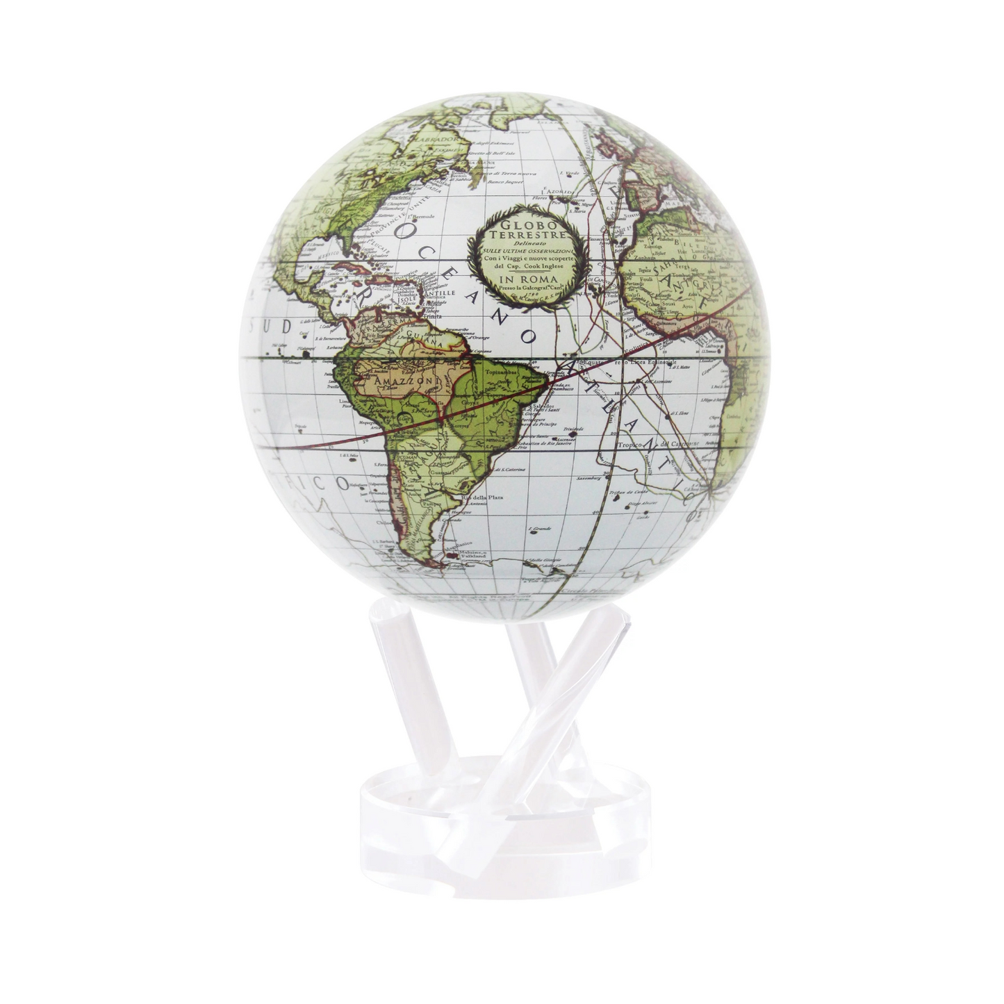 Mova Globe Antique Terrestrial White Self Rotating Globe