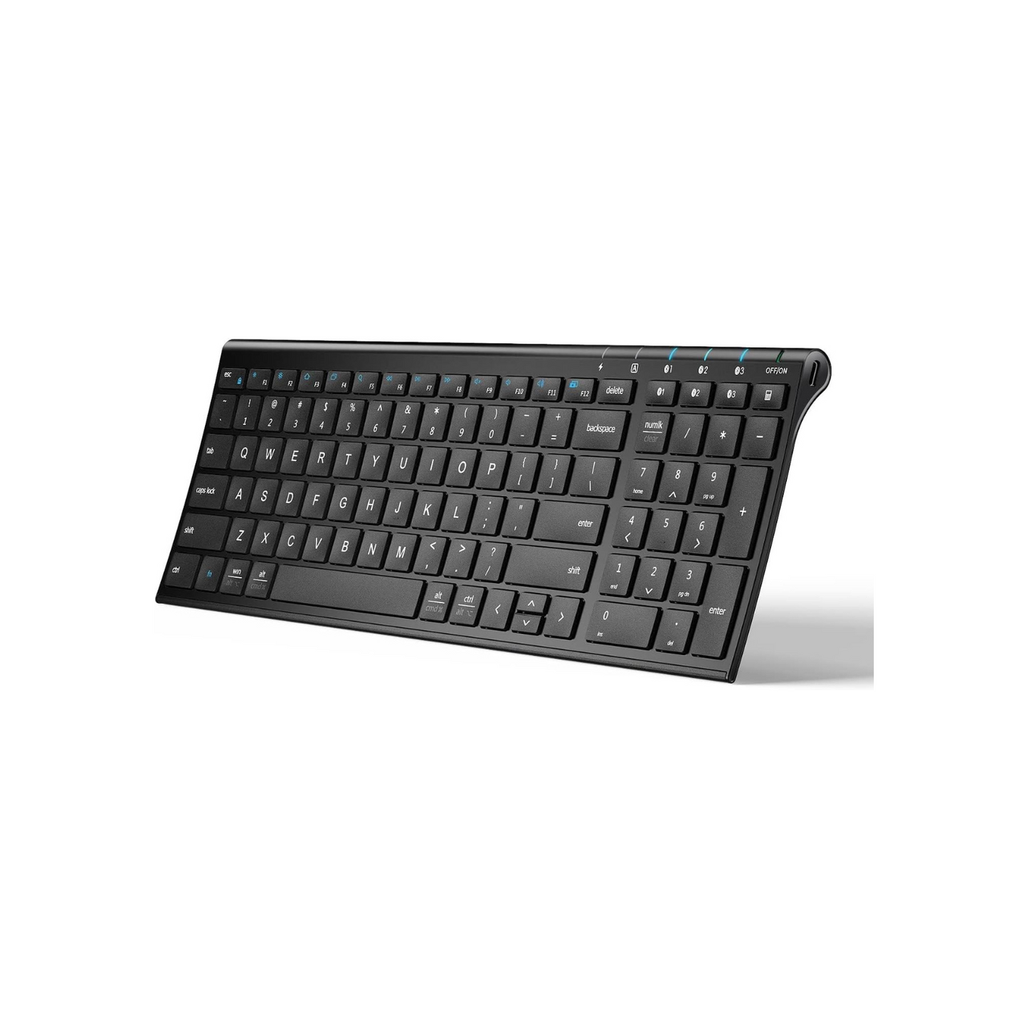 iClever BK10 Bluetooth Keyboard, Universal Bluetooth 5.1 Wireless Keyboard with Number Pad, Ergonomic Design, Multi-Device Compatibility, Stable Connection for Mac, iPad, iPhone, Android, Windows