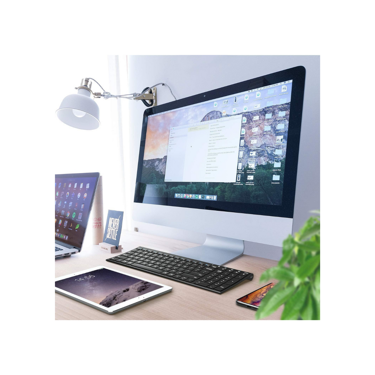 iClever BK10 Bluetooth Keyboard, Universal Bluetooth 5.1 Wireless Keyboard with Number Pad, Ergonomic Design, Multi-Device Compatibility, Stable Connection for Mac, iPad, iPhone, Android, Windows