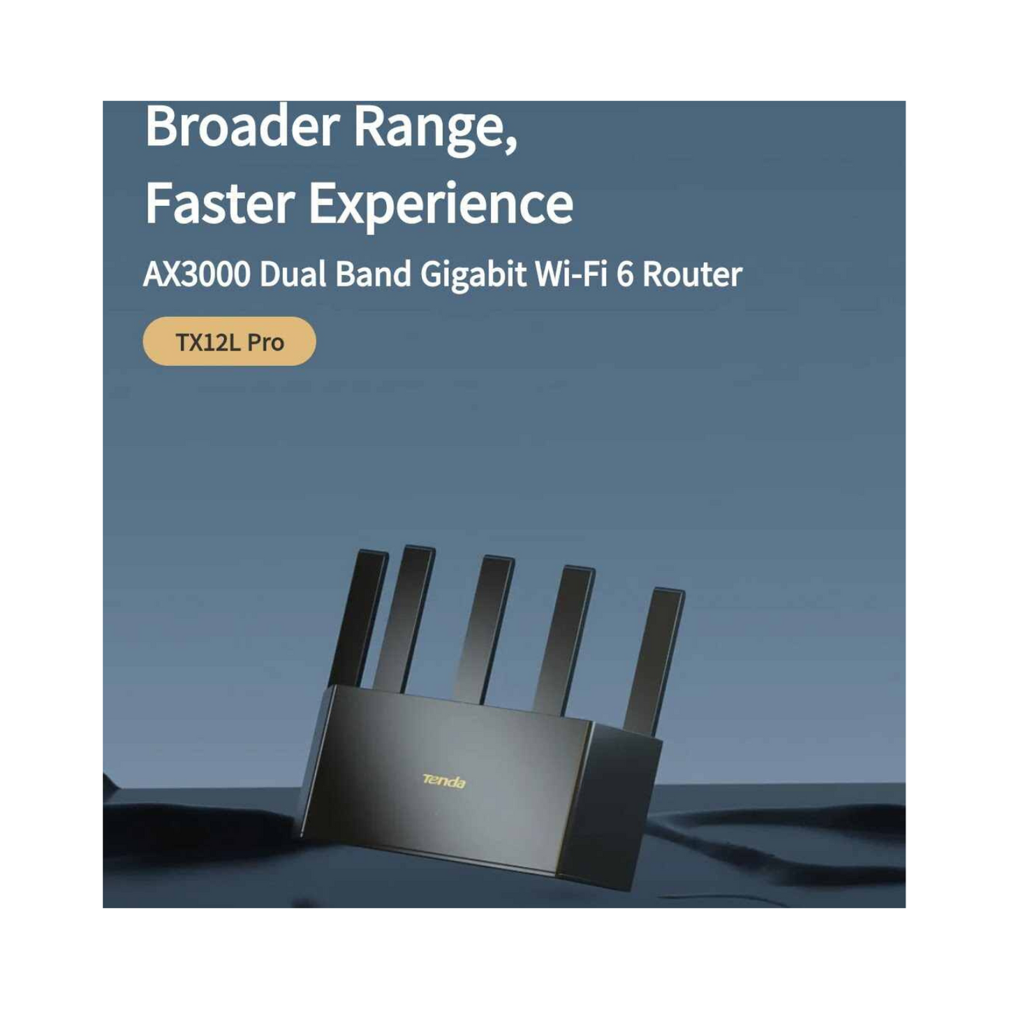 Tenda AX3000 (TX12L Pro) WiFi 6 Router, Black