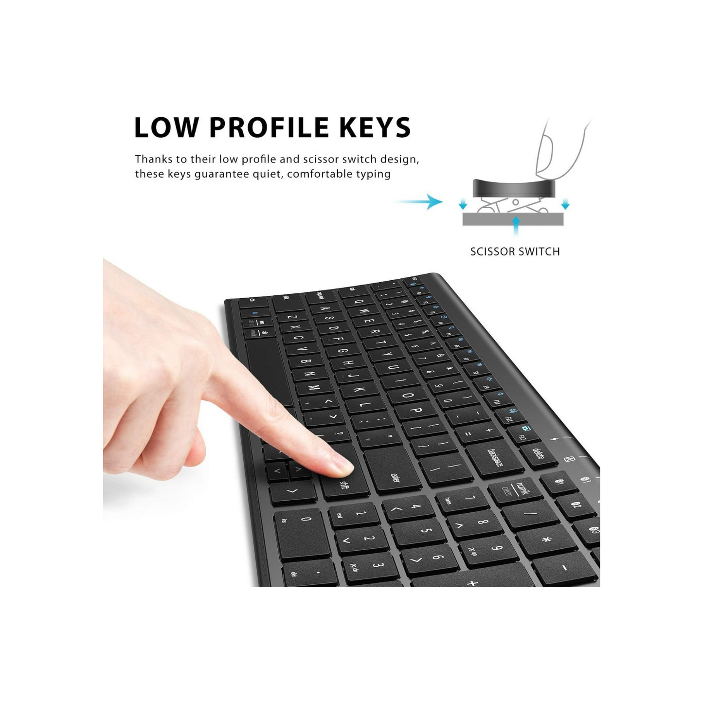 iClever BK10 Bluetooth Keyboard, Universal Bluetooth 5.1 Wireless Keyboard with Number Pad, Ergonomic Design, Multi-Device Compatibility, Stable Connection for Mac, iPad, iPhone, Android, Windows