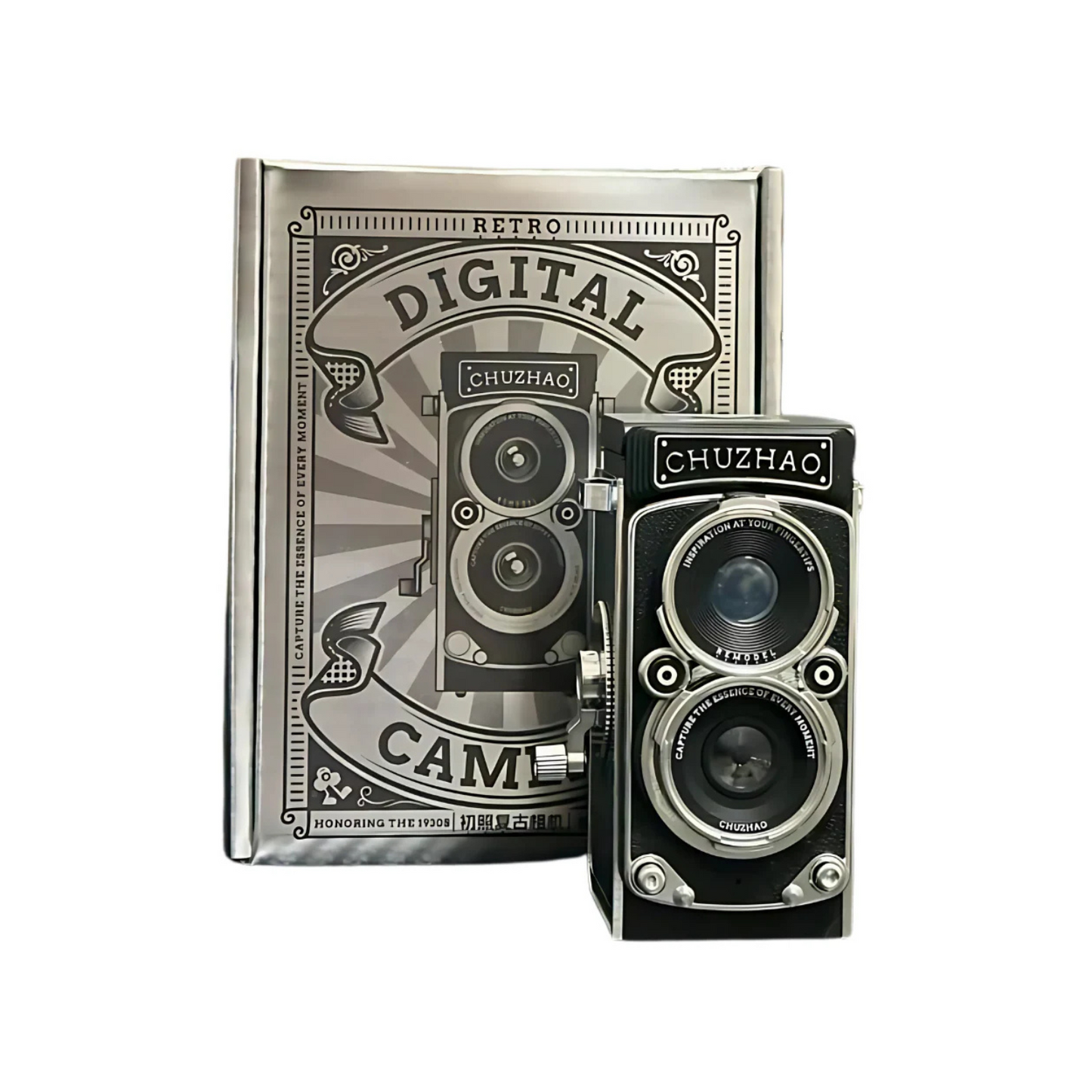 Chuzhao Digital Twin Lens Reflex Retro Style Toy Camera, Black