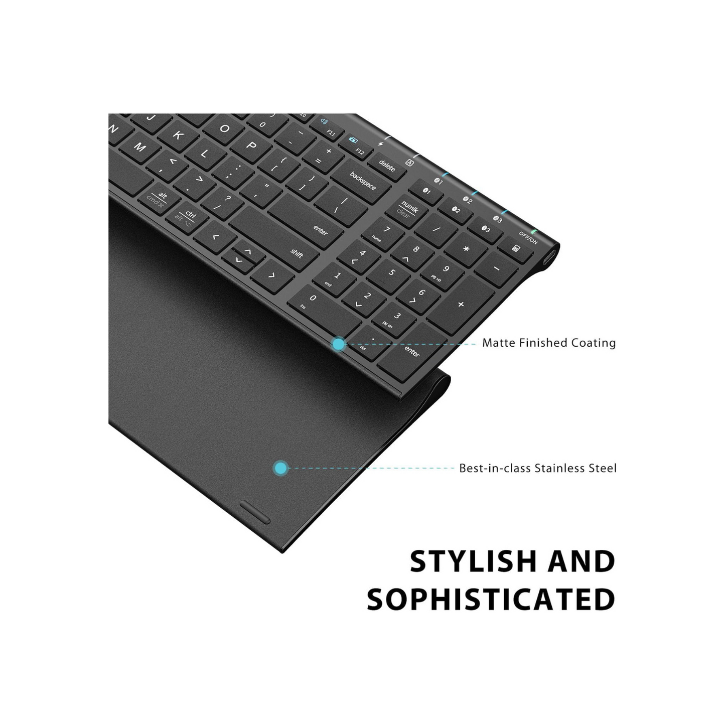 iClever BK10 Bluetooth Keyboard, Universal Bluetooth 5.1 Wireless Keyboard with Number Pad, Ergonomic Design, Multi-Device Compatibility, Stable Connection for Mac, iPad, iPhone, Android, Windows