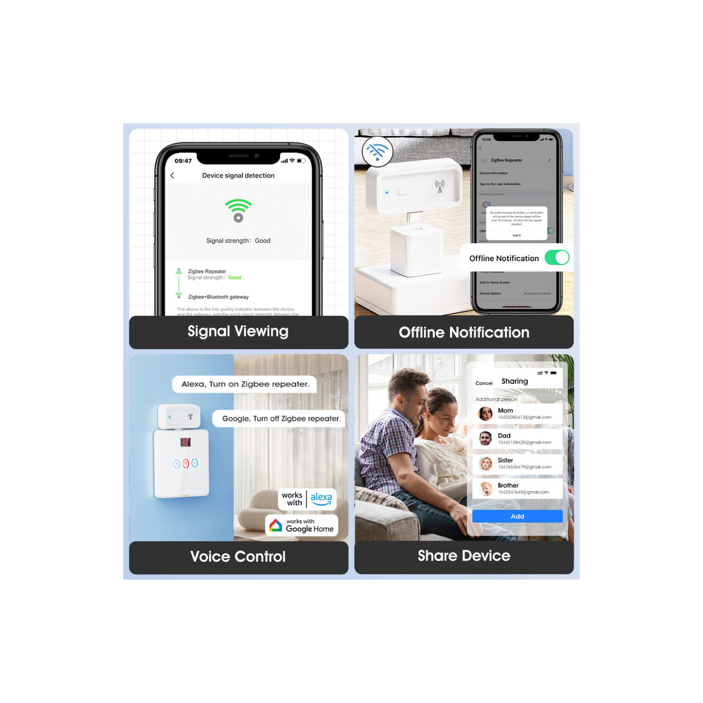 Zigbee 3.0 Range Extender with Built-in Power Amplifier, Tuya Zigbee Signal Booster, Long Range up to 7600 sq.ft, Compatible with Alexa/Google Assistant, 2.4GHz, White
