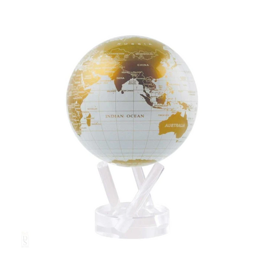 Mova Globe White and Gold Self Rotating Globe