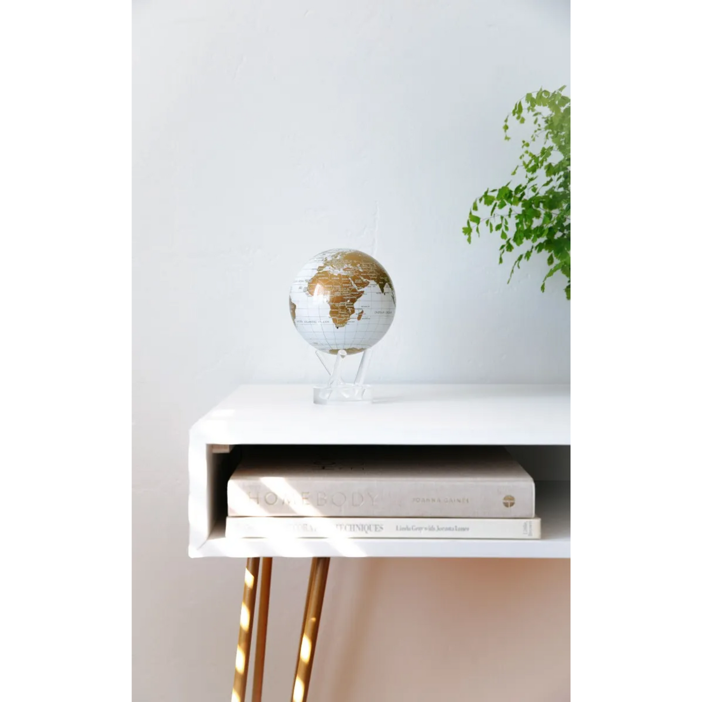 Mova Globe White and Gold Self Rotating Globe