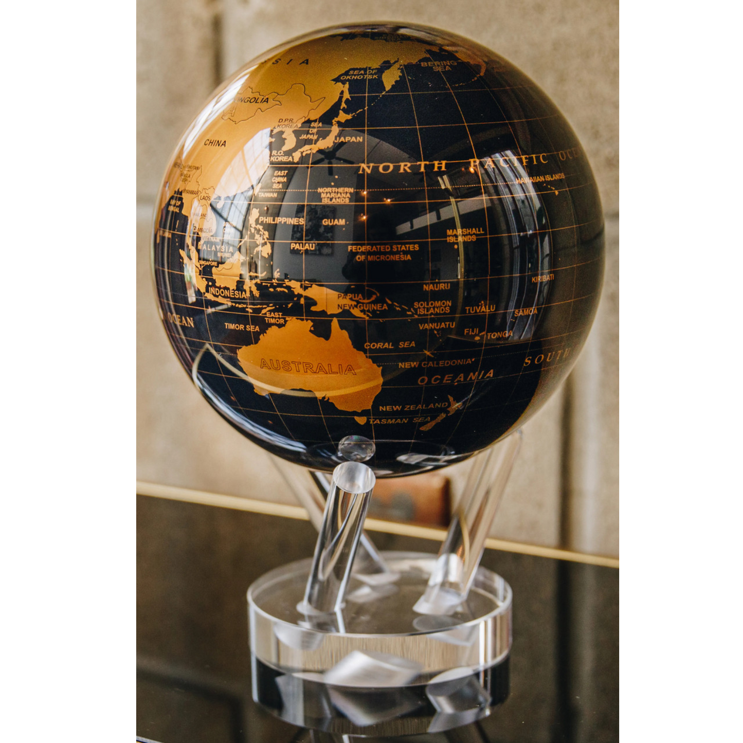 Mova Globe Black and Gold 6" Self Rotating Globe