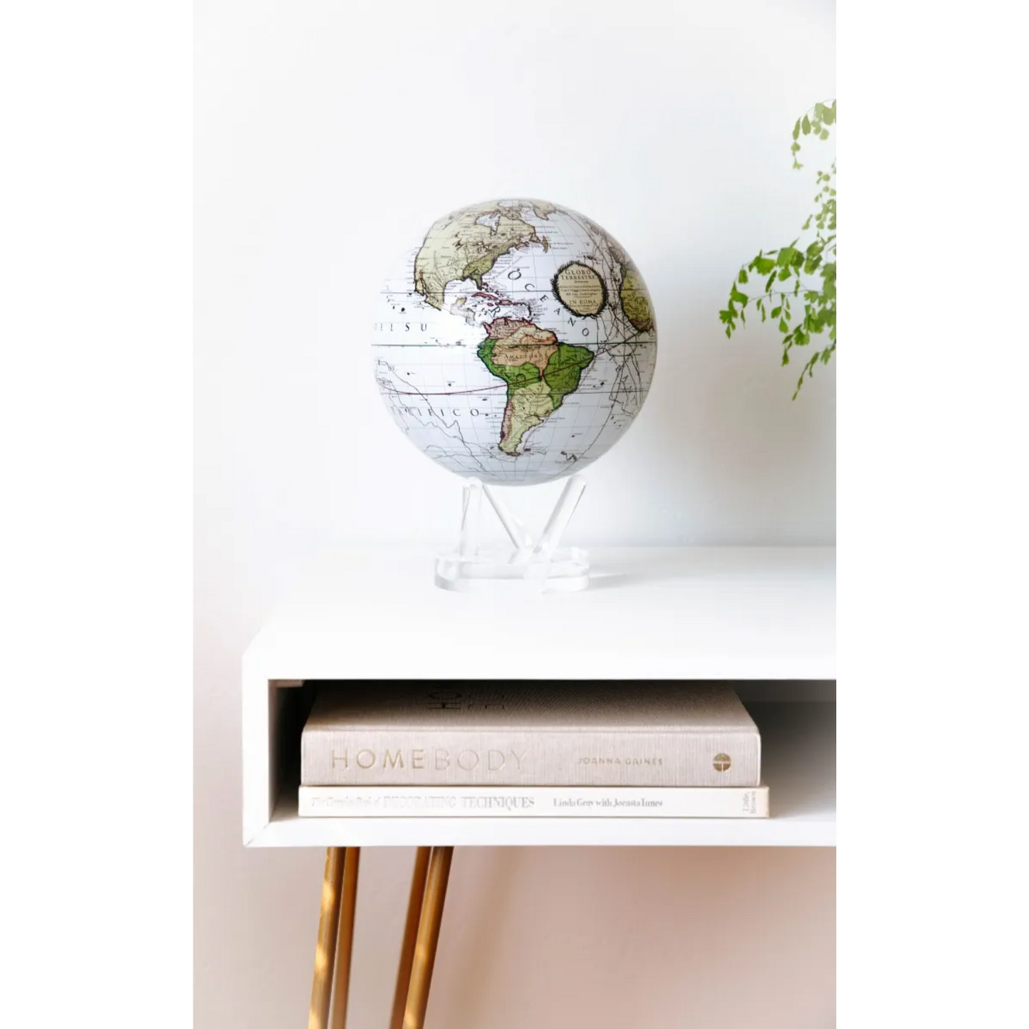 Mova Globe Antique Terrestrial White Self Rotating Globe
