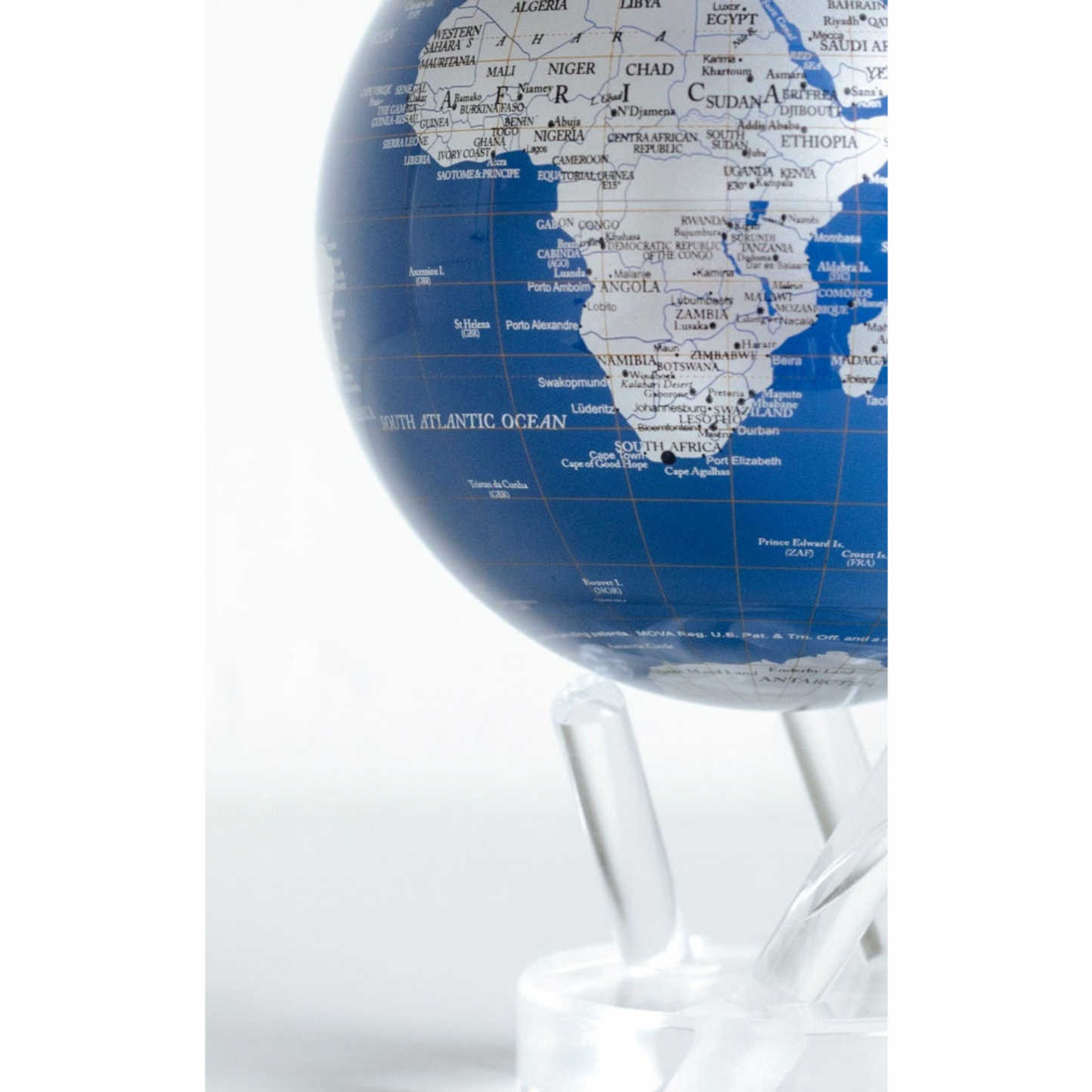 Mova Globe Blue and Silver Self Rotating Globe