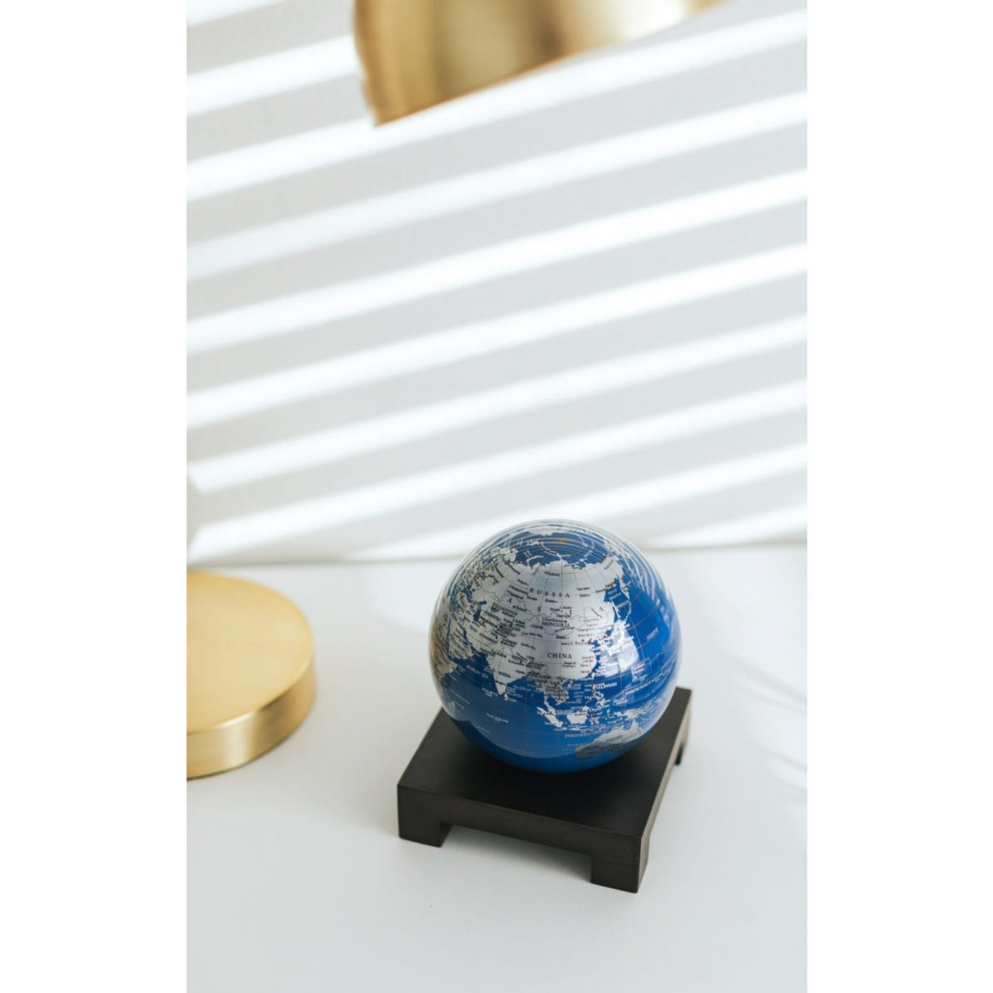 Mova Globe Blue and Silver Self Rotating Globe