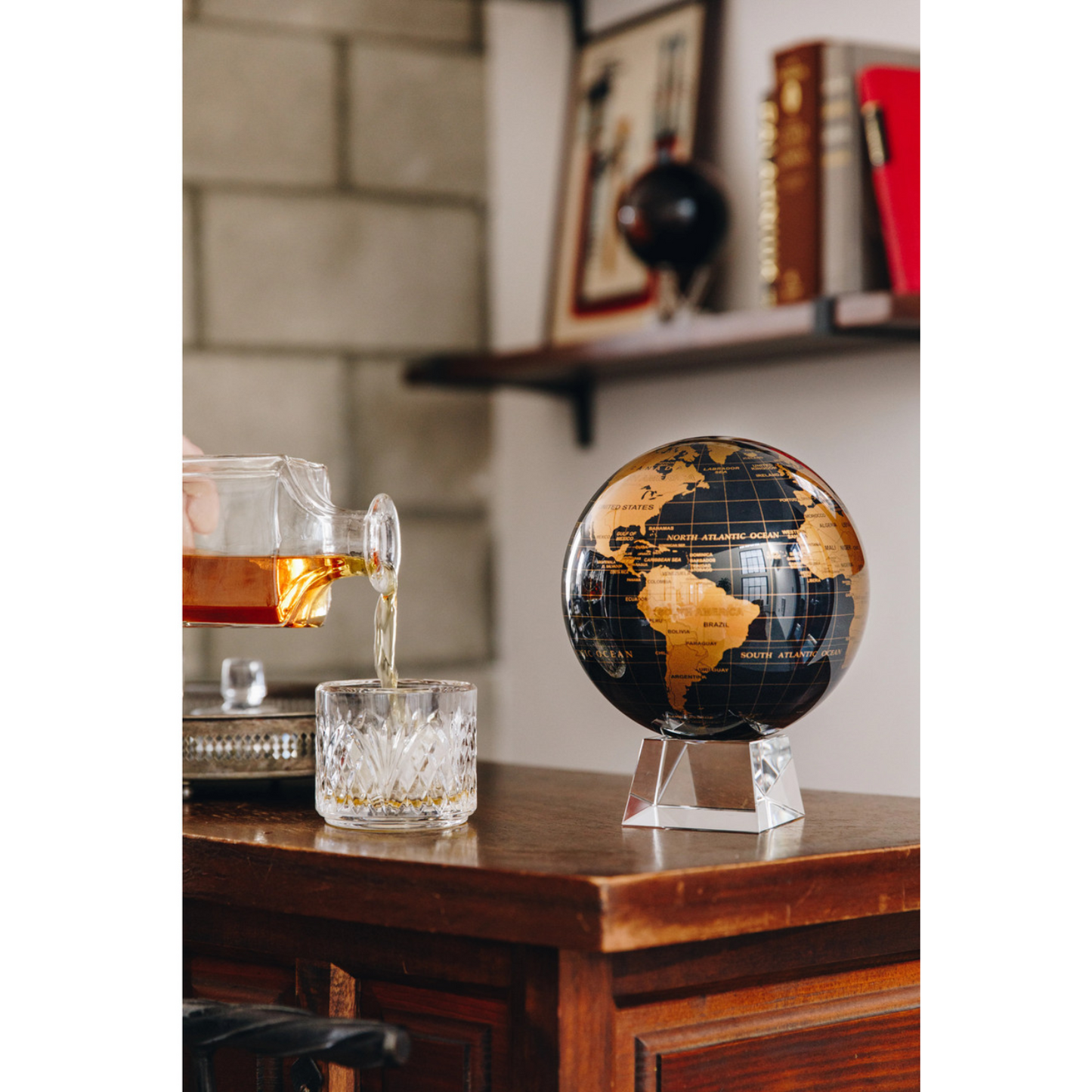 Mova Globe Black and Gold 6" Self Rotating Globe