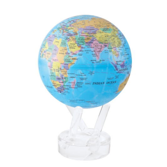 Mova Globe Blue Political Map World 4.5" Self Rotating Globe