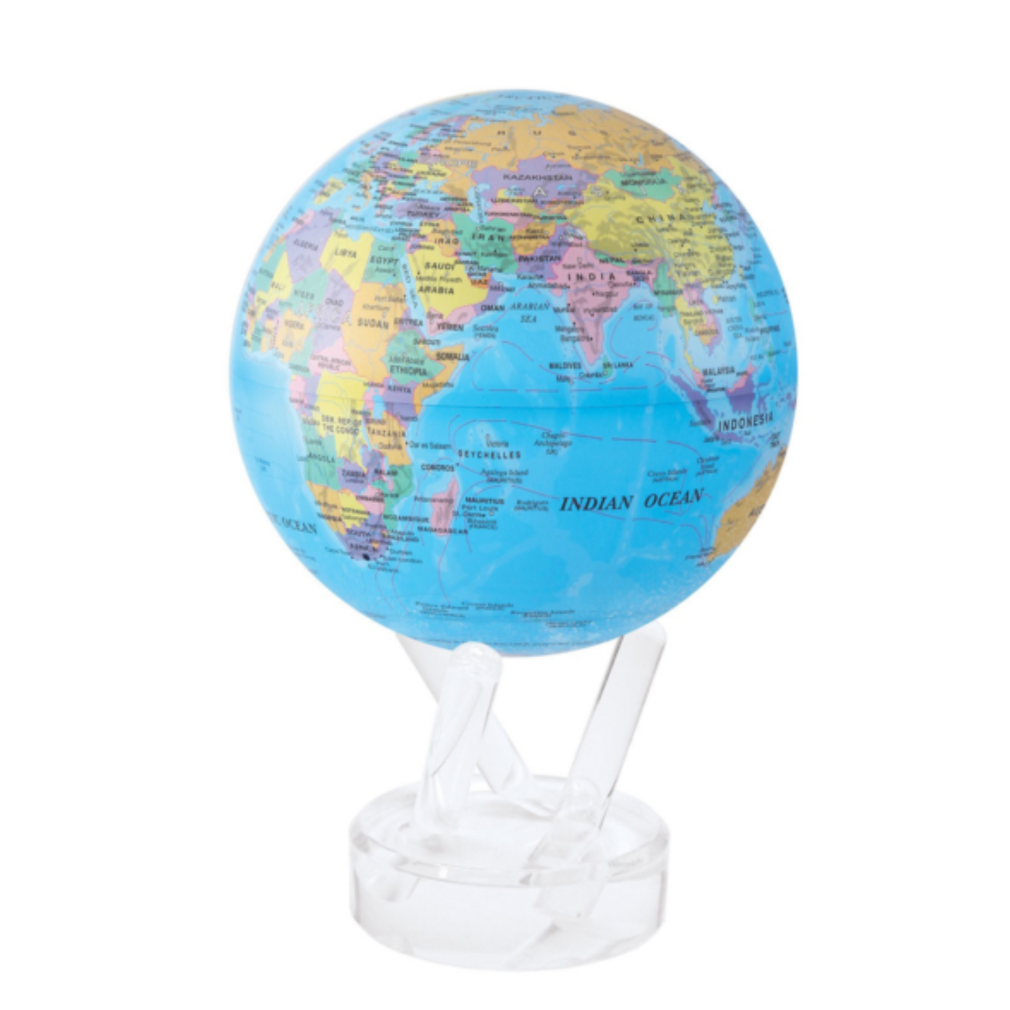 Mova Globe Blue Political Map World 4.5" Self Rotating Globe