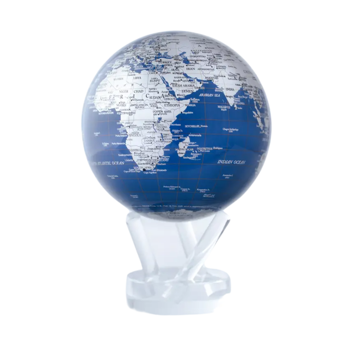 Mova Globe Blue and Silver Self Rotating Globe